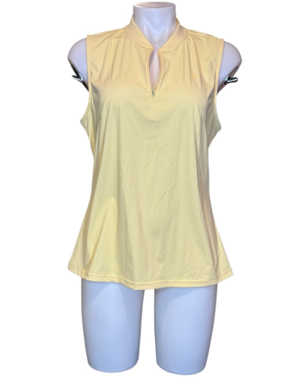 Bad Birdie Pale Yellow Sleeveless Zip-Notch Tank